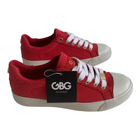 G By Guess Red Lace Up Canvas Shoes sneakers Ggoleex3-C Womens Size 5.5 Low Top - Picture 2 of 9